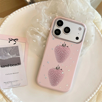 Coque de téléphone style coréen mignonne et douce avec motif fraise, nœud, fourchette et cuillère pour iPhone 18 Pro Max 17 16 15, avec protection de l'objectif et cadre large