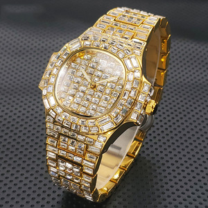 Fashionable Diamond Studded Starry Sky Square Calendar Rubber Stainless Steel <b>Case</b> 3BAR Water Resistant Quartz Watch for Men - Product Image 5