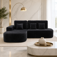 Olivgrünes Jacquard-Chenille L-förmiges Ecksofa-Set mit Chaiselongue Langlebiges Schaumstoffgefülltes Wohnzimmer-Schlafzimmer-Möbelstück