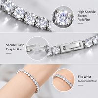 Bracelet tennis en acier inoxydable plaqué or 18 carats avec zircons cubiques ronds taille brillant, simple rangée, fermoir boîte rectangulaire, tendance pour soirées