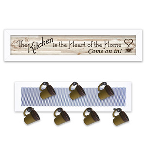 HMS cucina muro Art Set bianco incorniciato stampa con sette pioli tazza Rack due cucina con il pubblico mirato - Product Image 2