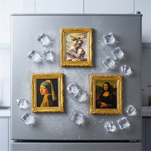 Custom Van Gogh the <span class=keywords><strong>Mona</strong></span> <span class=keywords><strong>Lisa</strong></span> 3D fiore magnetico frigo cornice per foto-capolavoro mondo arte decorativa artigianato - Product Image 1