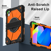 Étui antichoc pour Lenovo Idea Tab 11 TB336 K11 Gen 2 Xiaoxin Pad 11 2025 avec support rotatif à 360°, sangle d'épaule et dragonne, noir et orange