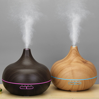 Humidificateur ultrasonique à grain de bois à LED à changement de couleur 7 couleurs, télécommande, 500 ml, humidistat, bruit <36 dB, diffuseur d'arômes de table