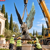 Sculpture de sanglier ailé en bronze YOUFINE, statue de créature mythique avec grandes ailes déployées pour villa, jardin, cour extérieure