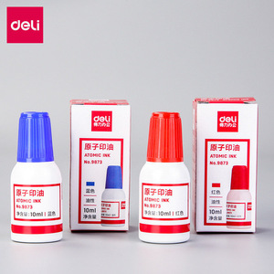 Deli Atomic Ink 10ml Red Blue Oil Based For Office Stamp Use - Product Image 1