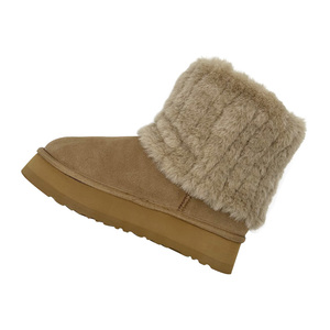 <span class=keywords><strong>Botas</strong></span> de piel con <span class=keywords><strong>plataforma</strong></span> plegable para mujer, <span class=keywords><strong>botas</strong></span> cortas clásicas de invierno cálidas con <span class=keywords><strong>plataforma</strong></span> de gamuza genuina con forro polar borroso - Product Image 4