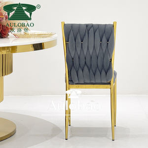 Silla de comedor moderna tapizada de terciopelo de acero inoxidable blanco y dorado para uso en restaurantes de bodas y hoteles - Product Image 6