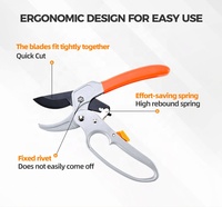 Professional SK5 Steel Ratchet Pruning Shears-DIY Industrial PTFE Coated Labor-saving Garden Scissors Non-slip Handle for Plant