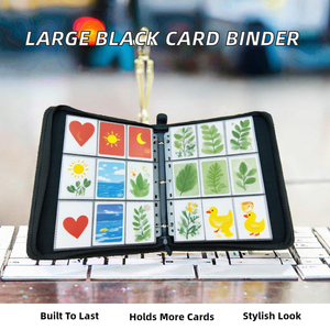 YUSHUN YS-7 Noir Grande Capacité Porte-cartes en Cuir PU à 3 Anneaux 9 Poches Fermeture Éclair Blocage RFID Album Photo Professionnel - Product Image 2