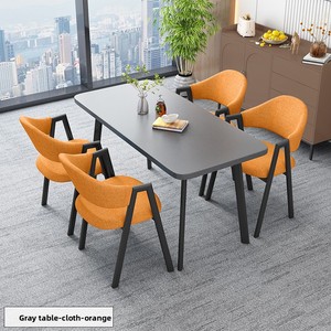 Bộ bàn ăn hình chữ nhật MDF đơn giản, cổ điển, thoải mái, gồm 4 ghế bọc vải da, phong cách sang trọng nhẹ nhàng, thích hợp cho quán cà phê, phòng họp - Product Image 3