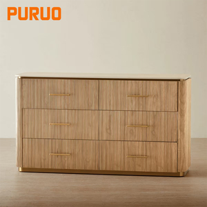 Credenza di Design Moderno di Alta Gamma per Sala da Pranzo, Soggiorno e Cucina, Mobile Portabottiglie in Acciaio Inox e MDF con Finitura in Legno e Pietra - Product Image 3