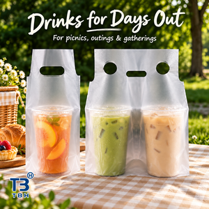 Bolsa de Plástico Portátil para Llevar Bebidas, con 2 Portavasos, Transparente, Personalizable, con Soporte OEM y ODM - Product Image 6
