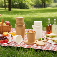 Bols jetables biodégradables en papier kraft à paroi simple King Garden, imprimés flexographiques avec logo/design graphique personnalisé (4-32 oz)