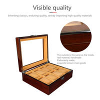 Boîte à montres AURORA en bois de séquoia faite à la main, grande capacité, avec finition laquée en bois de santal rouge, personnalisable, couleur sur mesure, vente en gros
