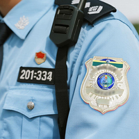 Badges métalliques uniformes de sécurité personnalisés emblèmes en forme de bouclier avec étui de protection en cuir pour l'identification des pompiers