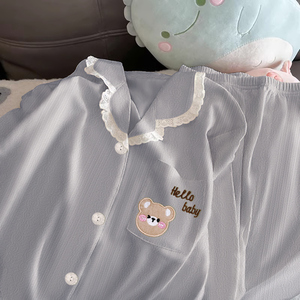 Ve Áo Đồ Ngủ Của Phụ Nữ Mùa Xuân Giản Dị Cao Cấp Dễ Thương Gấu Dài Tay Loungewear Phù Hợp Với Có Thể Được Mặc Bên Ngoài Bán Buôn - Product Image 4