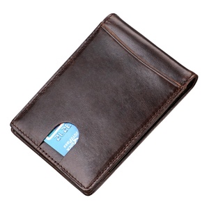 New Arrival Slim <b>RFID</b> Blocking Men's Genuine Leather Mini <b>Wallet</b> with Money Clip Card Holder Custom Featuring Letter Pattern - Product Image 2