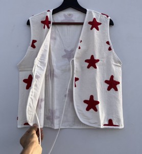 Chaleco bordado hecho a mano de algodón 100% para mujer, Chaleco Corto ligero, temporada primavera-invierno, fácil de llevar, tejido con bordado de estrellas - Product Image 2