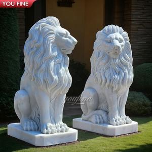 <span class=keywords><strong>Statue</strong></span> de Lion assis <span class=keywords><strong>en</strong></span> marbre sculpté à la main - Product Image 5