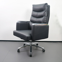 Mobilier de bureau ergonomique et souple, fauteuil de direction inclinable, fauteuil de luxe en cuir PU noir avec repose-pieds