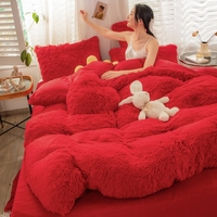 Vente chaude Couleur unie Épaissi Chaud Moderne Luxe 500TC Écologique King Fluffy Housse de couette Ensemble de literie