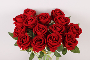 Rosas de Terciopelo Artificiales al por Mayor, en Color Rojo, Blanco, Azul, Rosa, Negro y Morado, <span class=keywords><strong>Flores</strong></span> Decorativas Personalizadas - Product Image 3