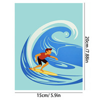Nouvel Arrivage Vente en Gros Usine Cartes de Vœux 3D Pop-up Thème Surf Cartes en Papier pour Remerciements et Anniversaires