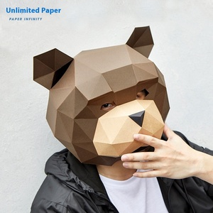 Teddy Bear Động Vật In Giấy Mặt Nạ 3D Origami DIY Handmade Nghệ Thuật Phòng Khách Năm Mới Đảng Món Quà Cưới Kỳ Nghỉ Hàng Thủ Công - Product Image 3