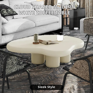 Mesa de Centro Moderna con Forma de Nube Blanca, Panel de Madera Irregular, Muebles para Sala de Estar, Dormitorio, Hogar, Garantía Pci de 5 Años - Product Image 2
