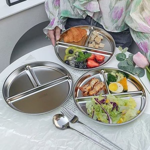 Plato Dividido de Acero Inoxidable Grabado, Apto para Microondas, para Camping, 9 Pulgadas, Control de Porciones para Adultos y Niños Pequeños, <span class=keywords><strong>Dieta</strong></span> Bariátrica y Diabética - Product Image 3