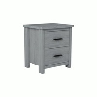 Design élégant Vintage gris clair 4 pièces ensemble de chambre à coucher Queen Size avec 2 tables de chevet 1 cadre de lit de commode finition de haute qualité durable