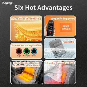 Coussin chauffant pour siège de voiture Anjuny, luxe, ventilation, soutien lombaire réglable, 3 niveaux de chaleur, 12V/USB, portable, long trajet, soulagement de la douleur - Product Image 2