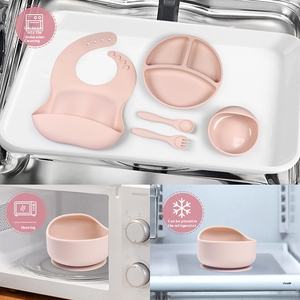 Ensemble de vaisselle en Silicone en forme d'ours de 7 pièces pour l'entraînement des repas des nourrissons Disque d'aspiration Suppléments alimentaires pour bébés Maternelle Enfants à manger - Product Image 5