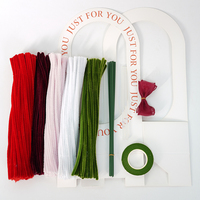 Kit de Bricolage Rose Rouge Faite à la Main, Offre Spéciale, Ensemble de Fabrication de Fleurs Artificielles en Polyester et Fil Galvanisé pour Cadeau d'Anniversaire de Mariage