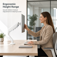 Nouveau support d'écran inclinable et pivotant à 360°, réglable, ergonomique, hauteur réglable de 300 mm, capacité de 2 à 10 kg, compatible VESA 100x100, en métal noir, avec câble