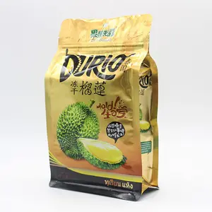 Fabrik preis Benutzer definierte Trocken frucht Vertikale Reiß verschluss tasche Aluminium folie Plastiktüte Gefrier getrocknete Durian Keks-Verpackungs tasche