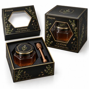 Caja de Regalo Personalizada con Logotipo THYME HONEY, Base Rígida, Tapa con Cierre Magnético, Impresión Brillante CMYK, Caja de Cartón Gris Personalizada OEM - Product Image 1