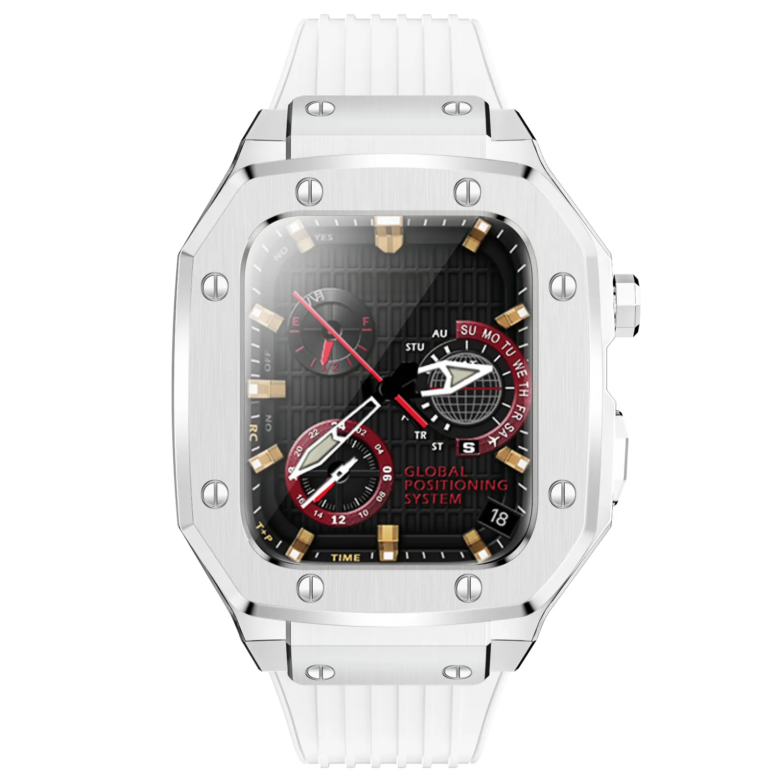 Роскошный металлический чехол из нержавеющей стали, силиконовые Углеродные ремешки для часов, ультраремешок для apple watch, комплект для модификации 44 мм, 45 мм