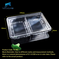 Conteneur d'emballage alimentaire rectangulaire en plastique PET de qualité alimentaire, vente en gros d'usine, boîte à lunch à emporter avec 2 compartiments, boîte de rangement