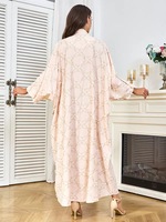 Robe Abaya Musulmane de Luxe Élégante 2026 Dubaï, Broderie Florale Multicolore en Polyester, Col en V, Manches Chauve-Souris, Longueur Ras du Sol