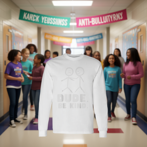 Dude Be Kind Stick Figures Camiseta de manga larga naranja Anti Bullying Unity Day - Product Image 3