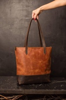 Tas Tote Wanita Kulit Asli Buatan Tangan Berkualitas Tinggi dengan Ritsleting Logam Kapasitas Besar untuk Perjalanan dan Kerja