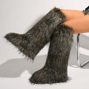 BUSY GIRL RS9253 <span class=keywords><strong>armée</strong></span> vert bottes personnalisées femmes vert fausse fourrure bottes au genou chaud chaussures d'hiver bottes pour la fête quotidienne hiver - Product Image 5