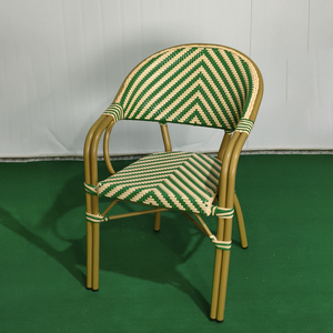 Silla de Comedor Apilable de Mimbre PE Ratán para Bistró con Aspecto de Bambú para Exteriores Estilo Francés Muebles de Jardín - Product Image 6