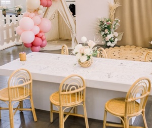 Modern <strong>White</strong> Kids Event Long <strong>Table</strong> Rectangular PET Base Children Party Dining <strong>Table</strong> For Weddings And Events - Product Image 6