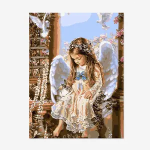Wholesale Square/Round Full Drill 5D Diamond Painting Angel Cherub Pigeon Christmas DIY Gifts Picture Mural Home Decor