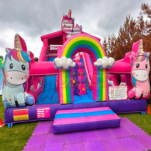 Castillo inflable gigante para niños, zona de juegos al aire libre, castillo inflable comercial con tobogán, parque infantil inflable con diseño de unicornio - Product Image 3