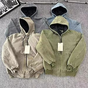 <b>Men's</b> Retro Washed <b>Grey</b> <b>Sweatshirt</b> Jacket, Suitable for Daily Wear, Y2K Hip-hop Street Retro Culture - Product Image 3