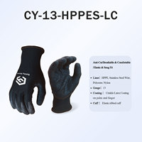 Gants de sécurité anti-coupure CY haute visibilité en HPPE avec revêtement en latex gaufré, conformes à la norme ANSI A7, pour la construction et l'industrie